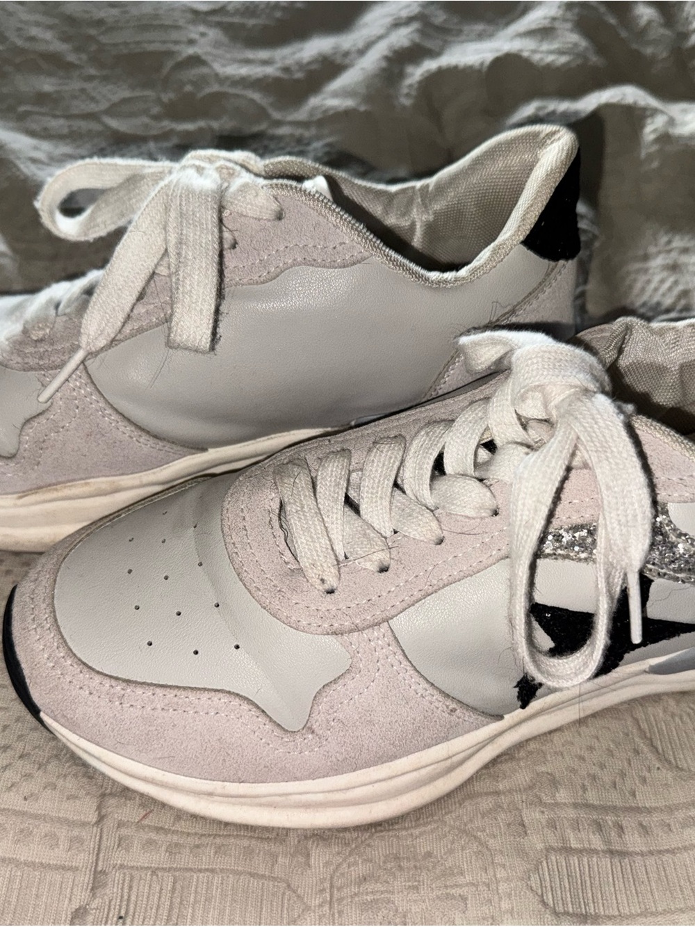 Vintage Havana Women’s Light Gray and Black Lace-Up Sneakers